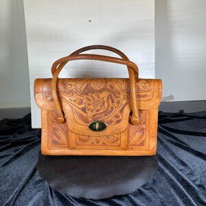 Vintage Hand Tooled, Medium, Sunset Brown, Mexican Leather Purse , Gorgeous